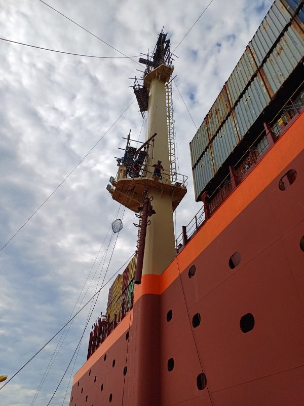 Worker on Container ship