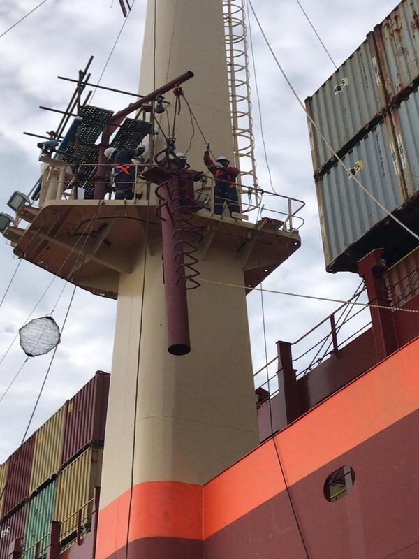 Worker on Container ship